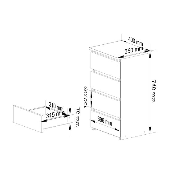 KOMODA CL4 PK GRAFIT ŠEDÁ / BÍLÁ