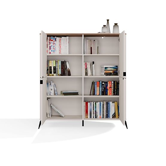 Komoda CORDOBA 4D Kašmír Béžový Dub Castello Skříňka 4 Dveře 8 Polic Obývací Pokoj