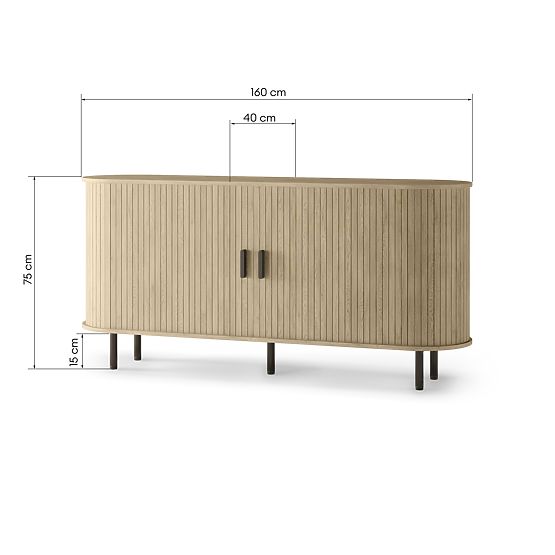 Komoda Gliss, zaoblená, lamely, světlý dub