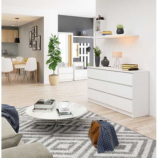 KOMODA K 140 cm 6 ZÁSUVKY PK BÍLÁ