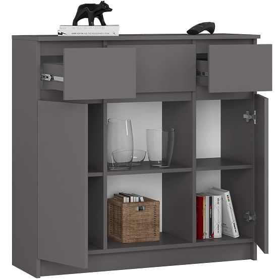 KOMODA K100 2D 3SZ 1P PK GRAFIT ŠEDÁ