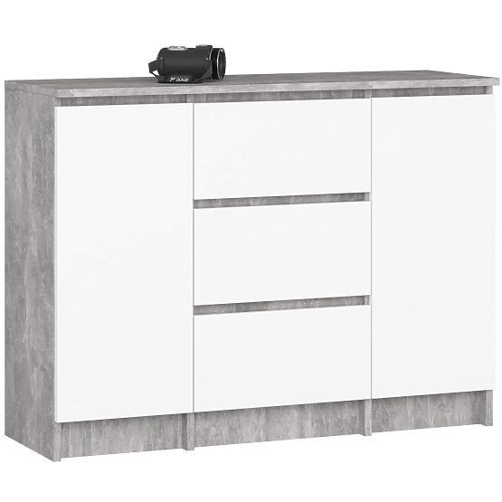 KOMODA K100 2D 3SZ PK BETON / BÍLÁ