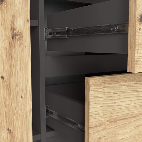 KOMODA K100 2D 3SZ PK GRAFIT ŠEDÁ / DUB ARTISAN