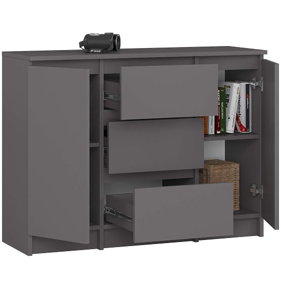 KOMODA K100 2D 3SZ PK GRAFIT ŠEDÁ