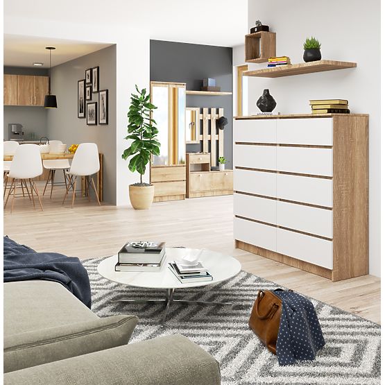 KOMODA K120 10SZ CLP PK DUB SONOMA / BÍLÁ
