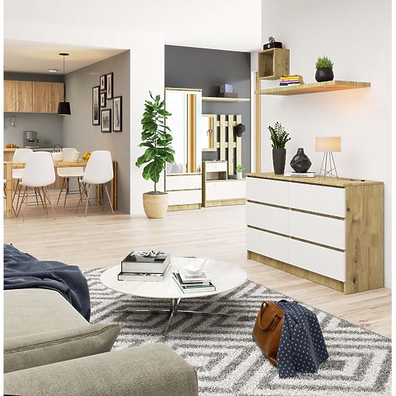 KOMODA K120 6SZ CLP DUB ARTISAN / BÍLÁ