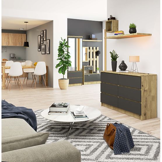 KOMODA K120 6SZ CLP DUB ARTISAN / ŠEDÁ