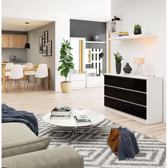 KOMODA K120 6SZ CLP PK ČERNÝ LESK