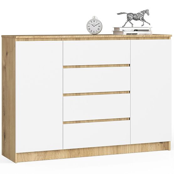 KOMODA K140 2D 4SZ CLP PK DUB ARTISAN / BÍLÁ