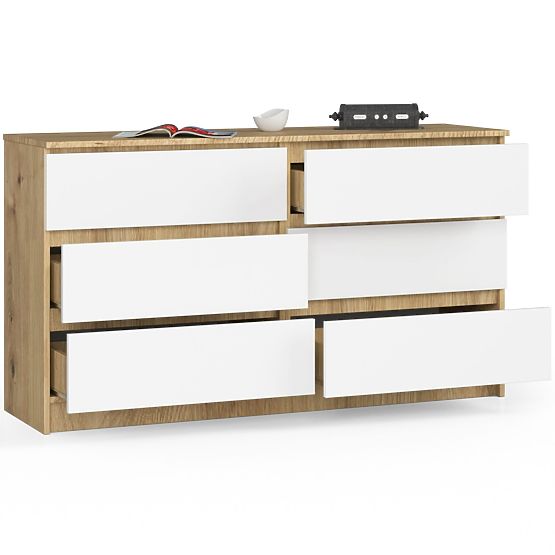 KOMODA K140 6SZ CLP DUB ARTISAN / BÍLÁ