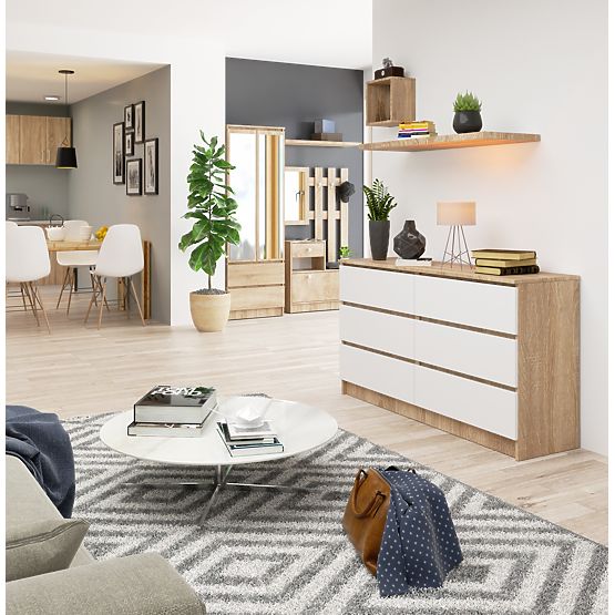 KOMODA K140 6SZ CLP DUB SONOMA / BÍLÁ