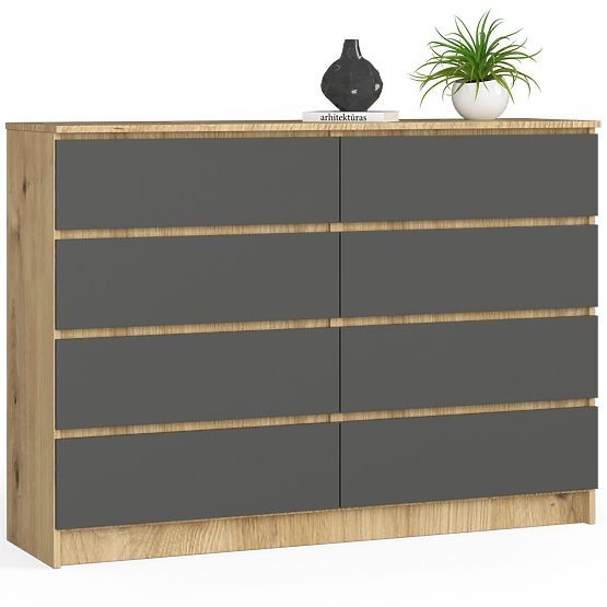 KOMODA K140 8SZ CLP DUB ARTISAN / ŠEDÁ