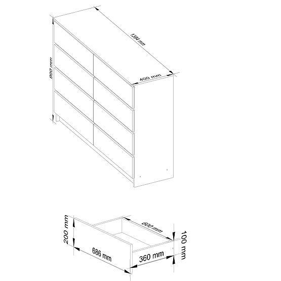 KOMODA K140 8SZ CLP PK BÍLÁ / SONOMA