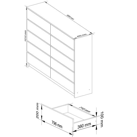 KOMODA K160 10SZ CLP PK BÍLÝ LESK