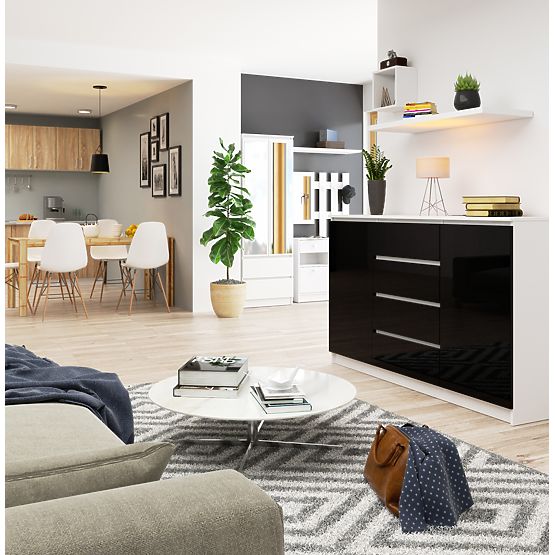 KOMODA K160 2D 4SZ CLP PK ČERNÝ LESK