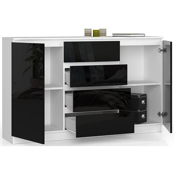 KOMODA K160 2D 4SZ CLP PK ČERNÝ LESK