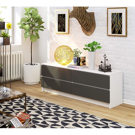 KOMODA K160 4SZ CLP PK BÍLÁ / ŠEDÁ