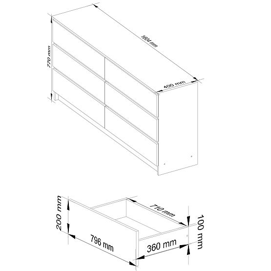 KOMODA K160 6SZ CLP PK BÍLÁ / SONOMA