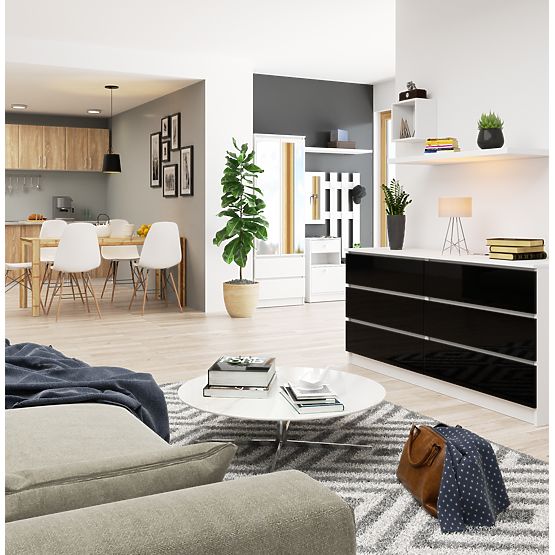 KOMODA K160 6SZ CLP PK ČERNÝ LESK