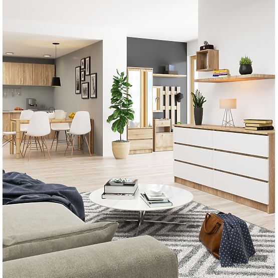 KOMODA K160 6SZ CLP PK DUB SONOMA / BÍLÁ