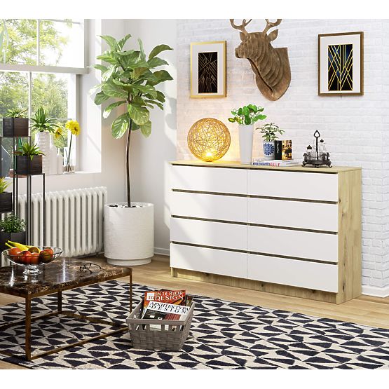 KOMODA K160 8SZ CLP DUB ARTISAN / BÍLÁ