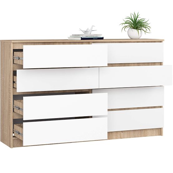 KOMODA K160 8SZ CLP PK DUB SONOMA / BÍLÁ