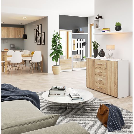 KOMODA K45 PK BÍLÁ / DUB SONOMA