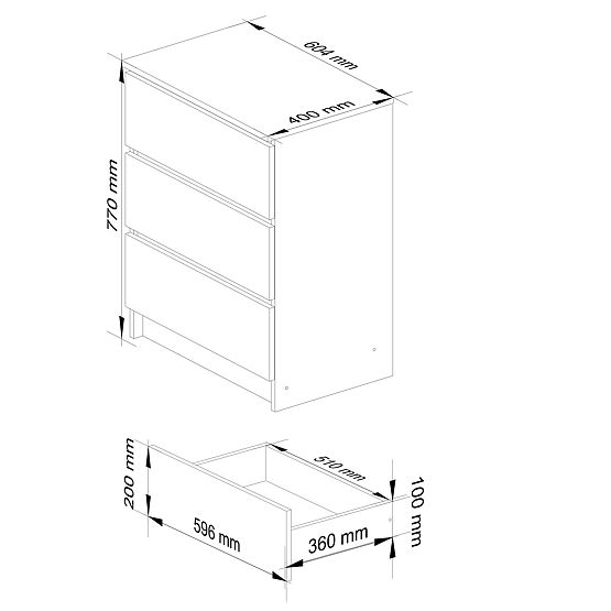KOMODA K60 3SZ CLP GRAFIT ŠEDÁ