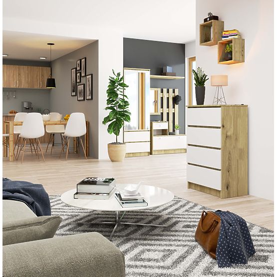 KOMODA K60 4SZ PK DUB ARTISAN / BÍLÁ