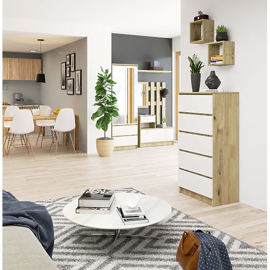 KOMODA K60 5SZ CLP PK DUB ARTISAN / BÍLÁ