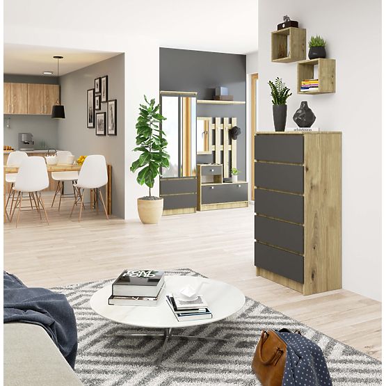 KOMODA K60 5SZ CLP PK DUB ARTISAN / ŠEDÁ