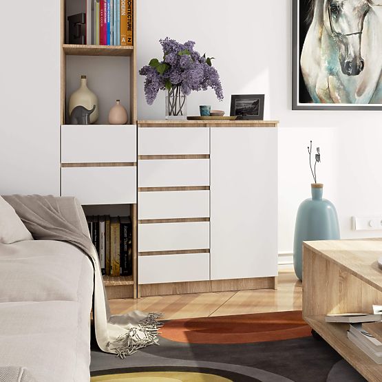 KOMODA K80 1D 5SZ PK DUB SONOMA / BÍLÁ