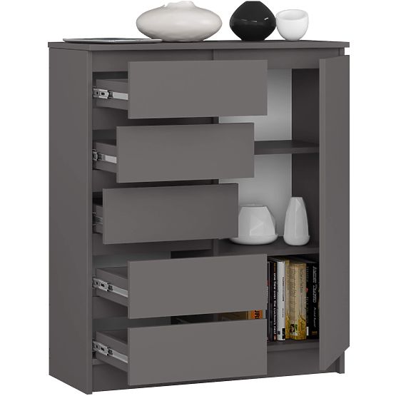 KOMODA K80 1D 5SZ PK GRAFIT ŠEDÁ