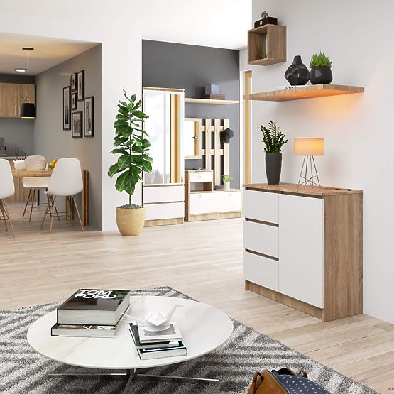 KOMODA K80 JERRY 1D 3SZ PK DUB SONOMA / BÍLÁ