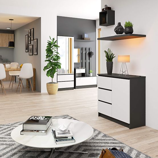 KOMODA K80 JERRY 1D 3SZ PK GRAFIT ŠEDÁ / BÍLÁ