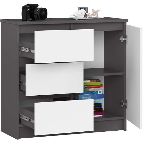 KOMODA K80 JERRY 1D 3SZ PK GRAFIT ŠEDÁ / BÍLÁ