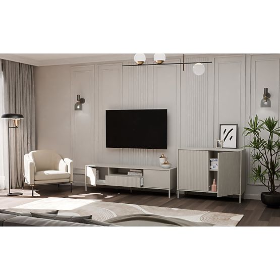 Komoda KAMARO 2D SLIM KAŠMÍR Lamelový Čelní Panel