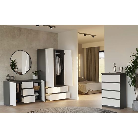 Komoda Malwa 2D3S ANTRACIT BÍLÁ