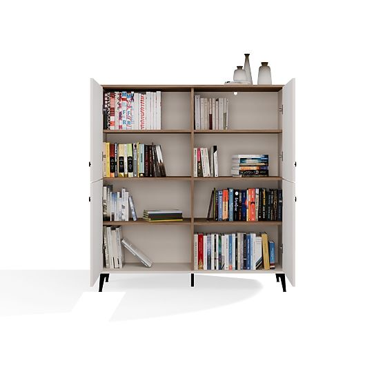 Komoda POINT 4D Kašmír Béžový Dub Castello Skříňka 4 Dveře 8 Polic Do Obývacího Pokoje