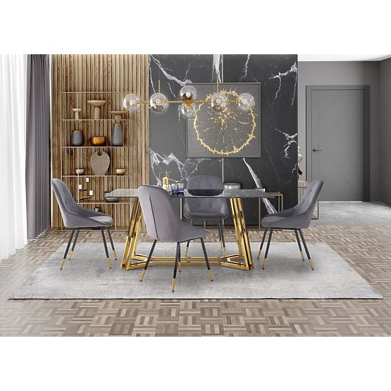 KONAMI stůl, deska - černý mramor, nohy - zlaté 