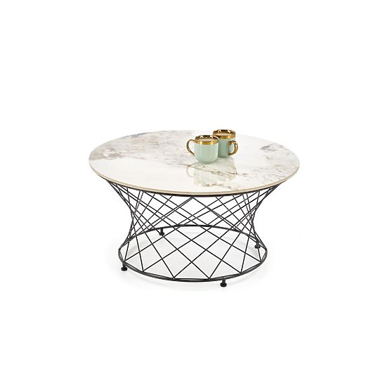 Konferenční stolek ALESSIA, béžový mramor / černý (2p=1ks)