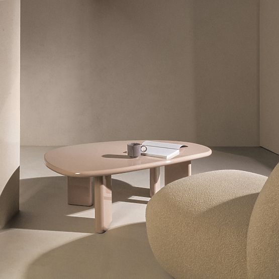 Konferenční stolek Cameron 130 cm, nude, lesklý