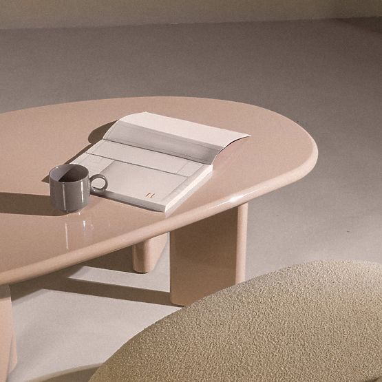 Konferenční stolek Cameron 130 cm, nude, lesklý