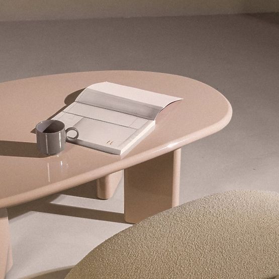 Konferenční stolek Cameron 130 cm, nude, lesklý