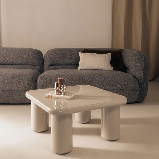 Konferenční stolek Cherry 70 cm, tmavě béžový, lesklý