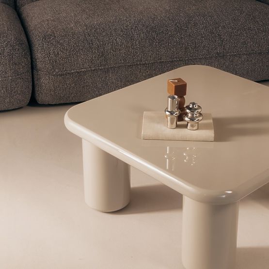 Konferenční stolek Cherry 70 cm, tmavě béžový, lesklý