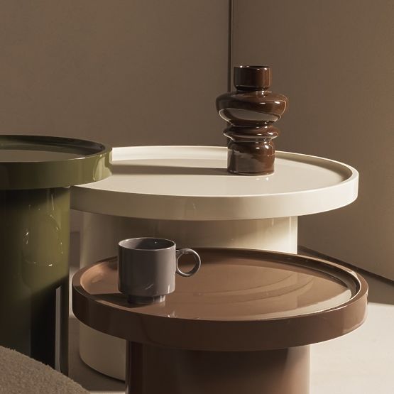 Konferenční stolek Chia, 70 cm, bílý, lesklý