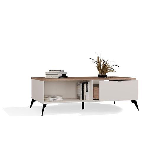 Konferenční stolek CORDOBA Kašmír Béžový Dub Castello 2 Zásuvky Do Obývacího Pokoje