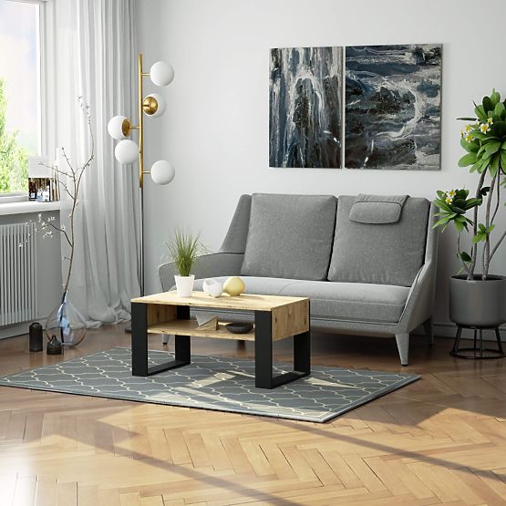 KONFERENČNÍ STOLEK DOMI DUB ARTISAN / ČERNÝ