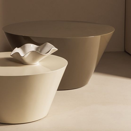 Konferenční stolek Eclipso, 60 cm, krémově bílý, lesklý